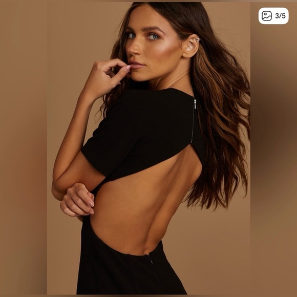 Lulu's Elegant Black Backless Midi Dress - Picture 2 of 5